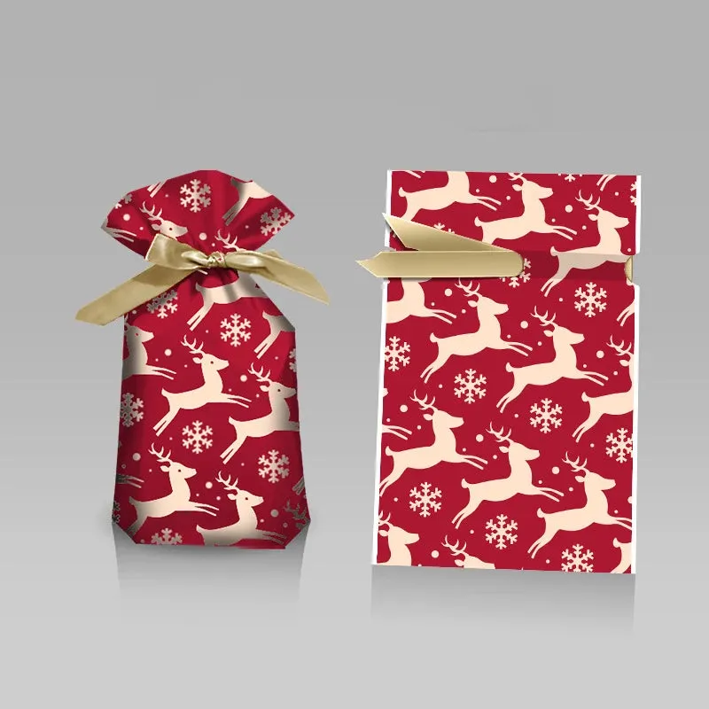Santa Gift Bag with Snowflake Drawstring for Christmas