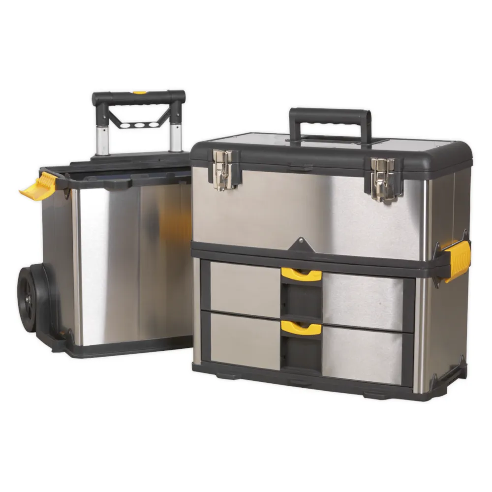Sealey 3 Compartment Mobile Stainless Steel/Composite Toolbox - C