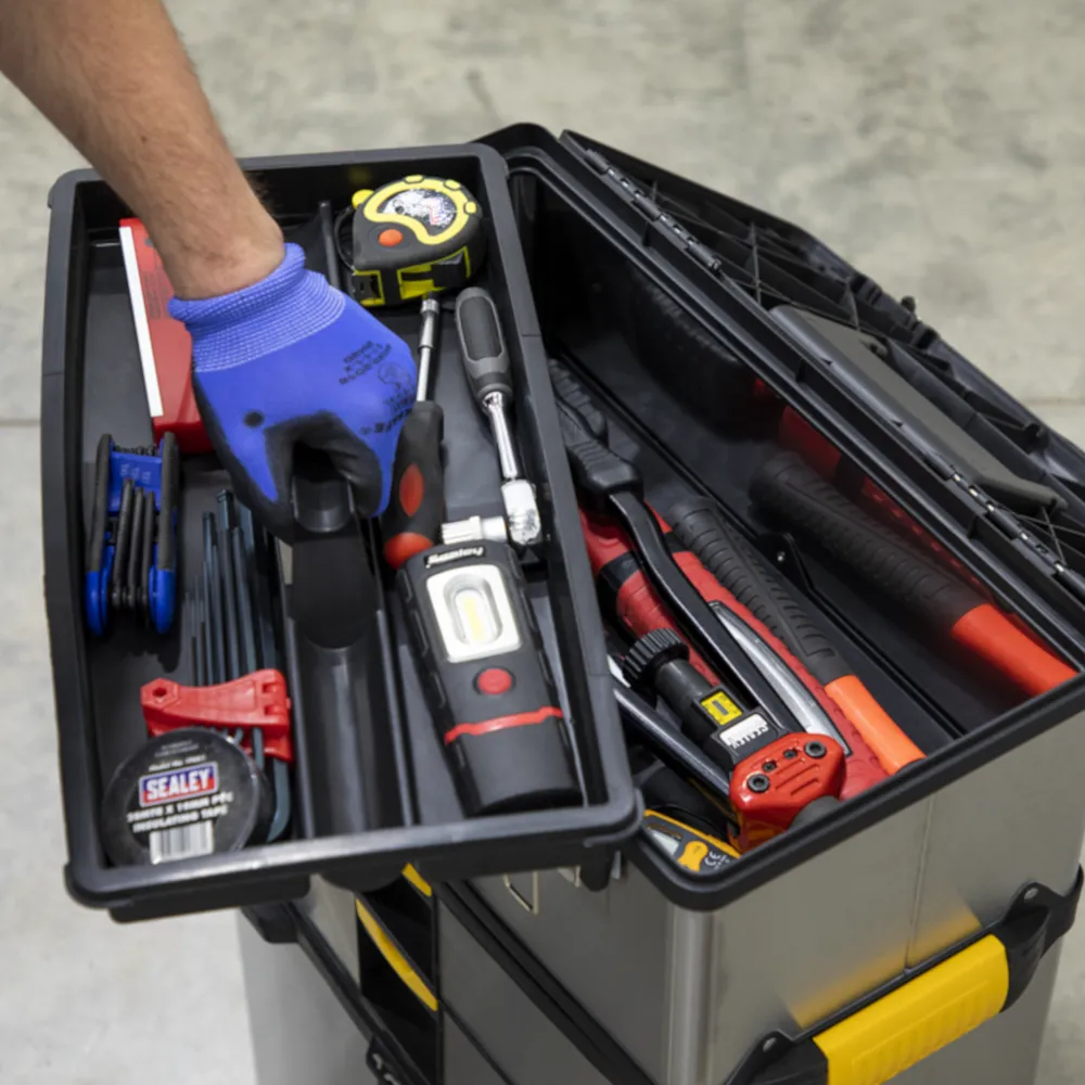 Sealey 3 Compartment Mobile Stainless Steel/Composite Toolbox - C