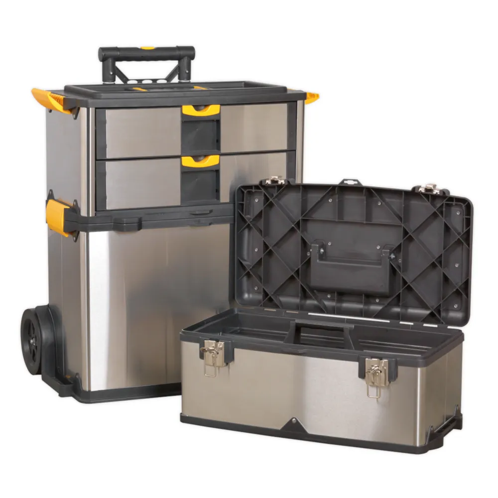 Sealey 3 Compartment Mobile Stainless Steel/Composite Toolbox - C