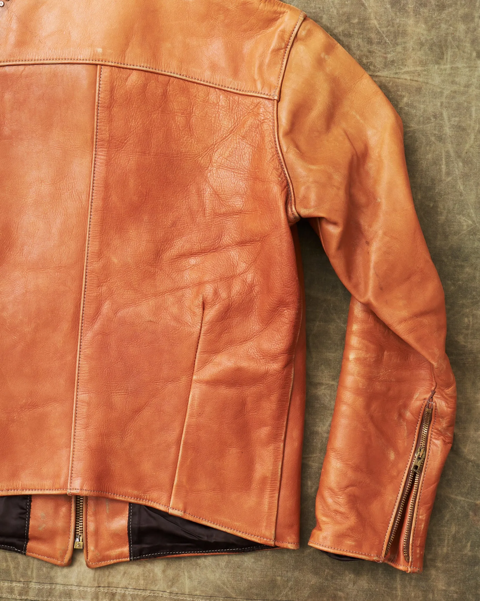 Second Hand LEVI'S 70s Replica Leather Jacket Star Studded Brown Size L
