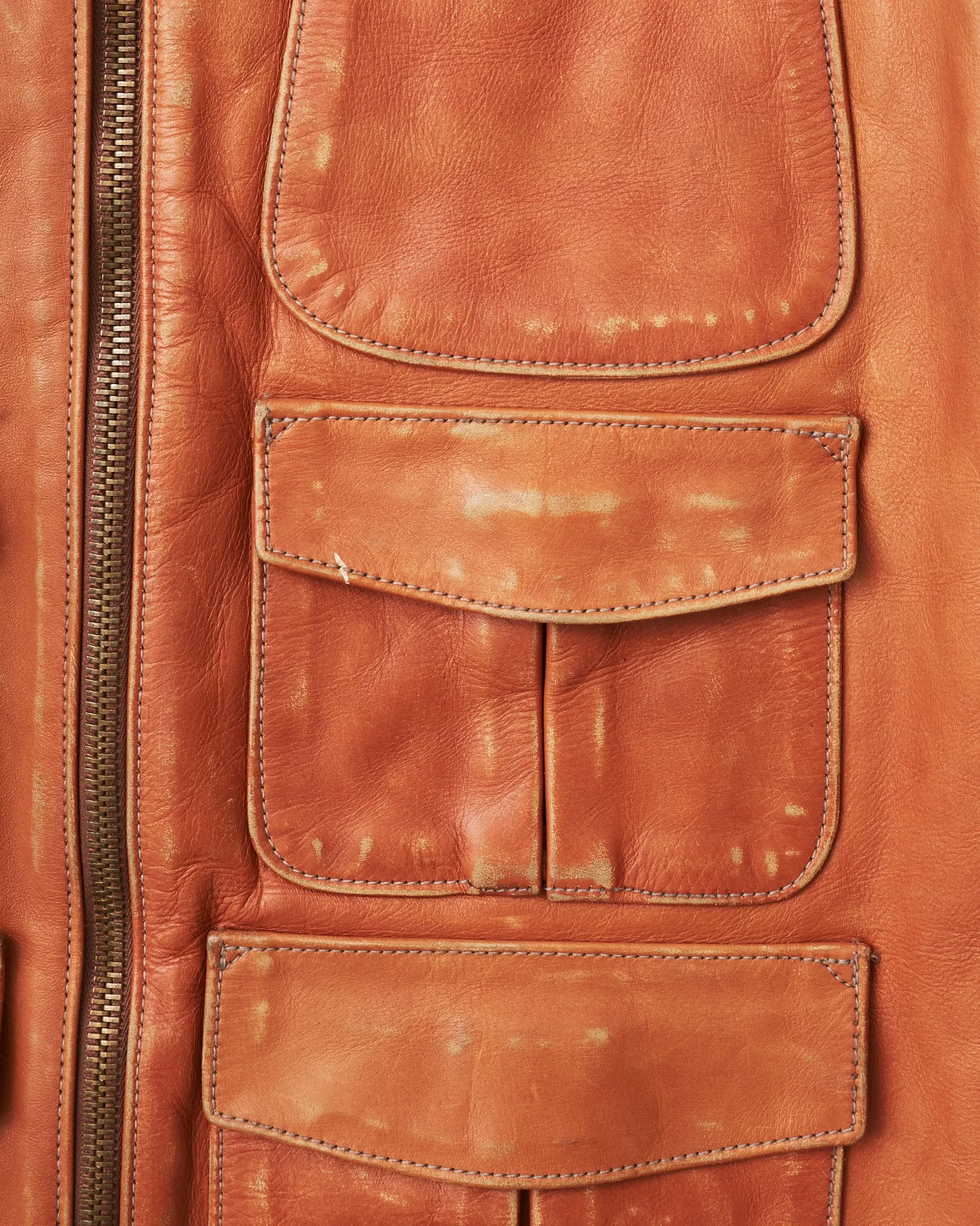 Second Hand LEVI'S 70s Replica Leather Jacket Star Studded Brown Size L