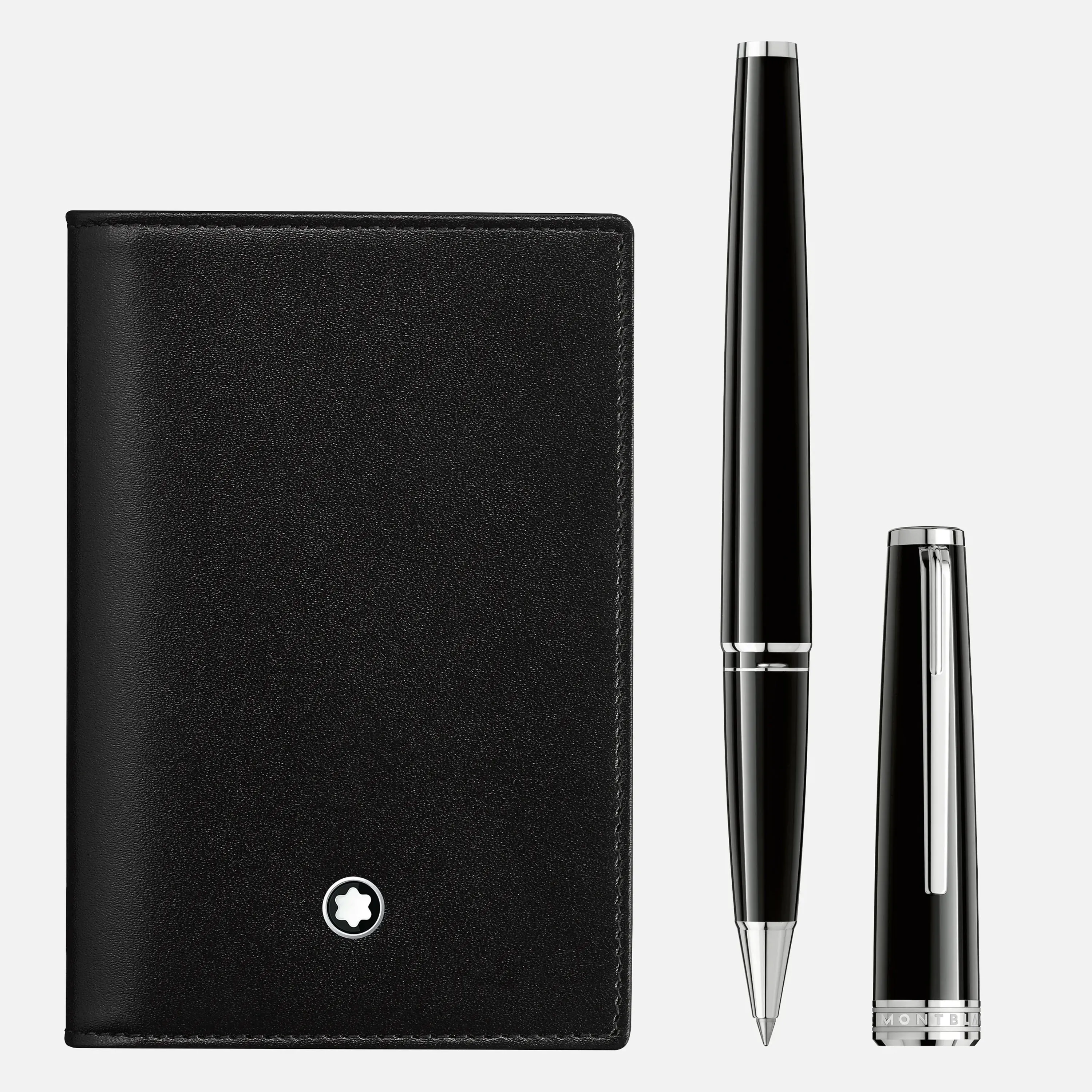 Set With Pix Black Rollerball Black And Meisterstück Business Card Holder Black