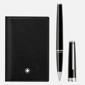 Set With Pix Black Rollerball Black And Meisterstück Business Card Holder Black