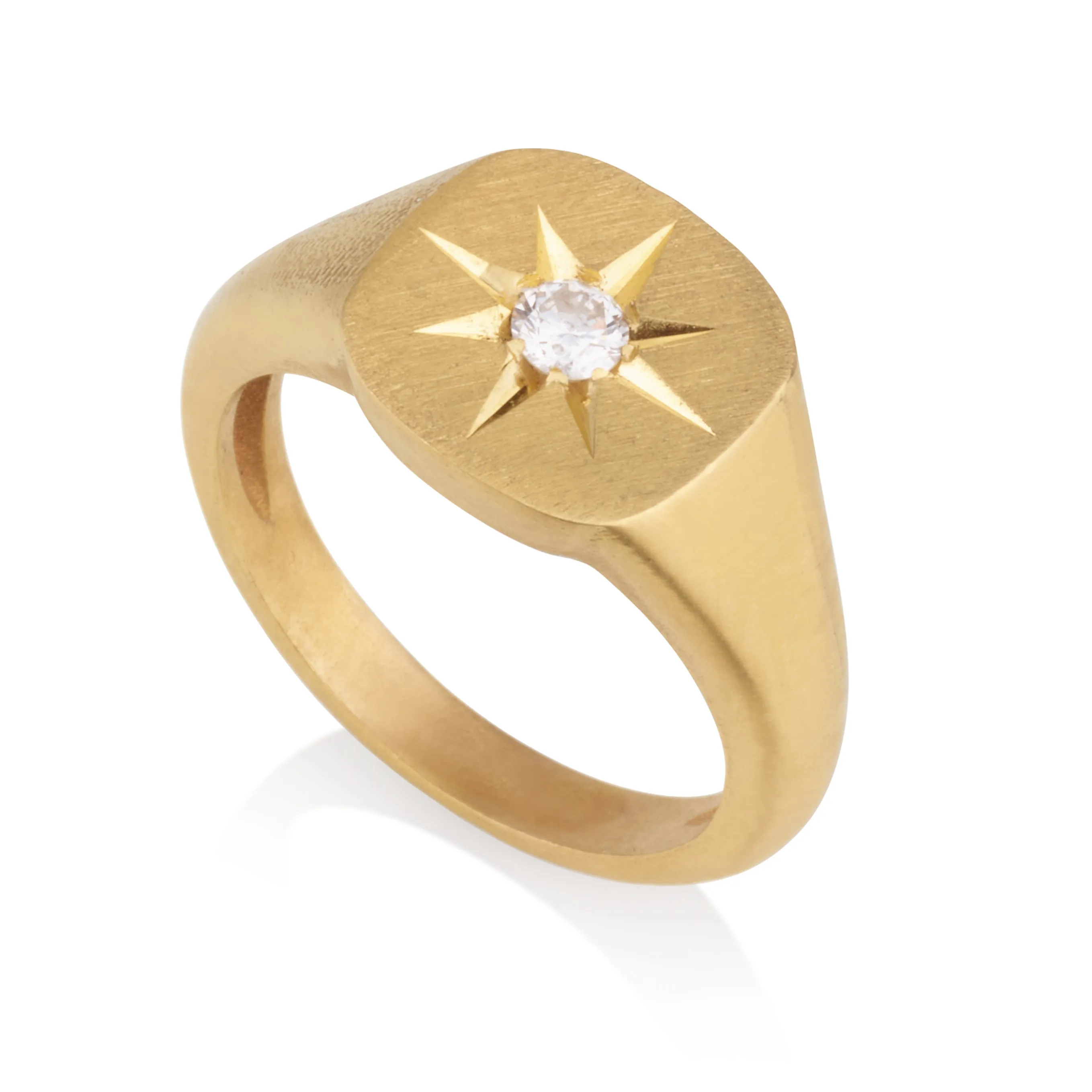 Signature cushion shaped star signet ring