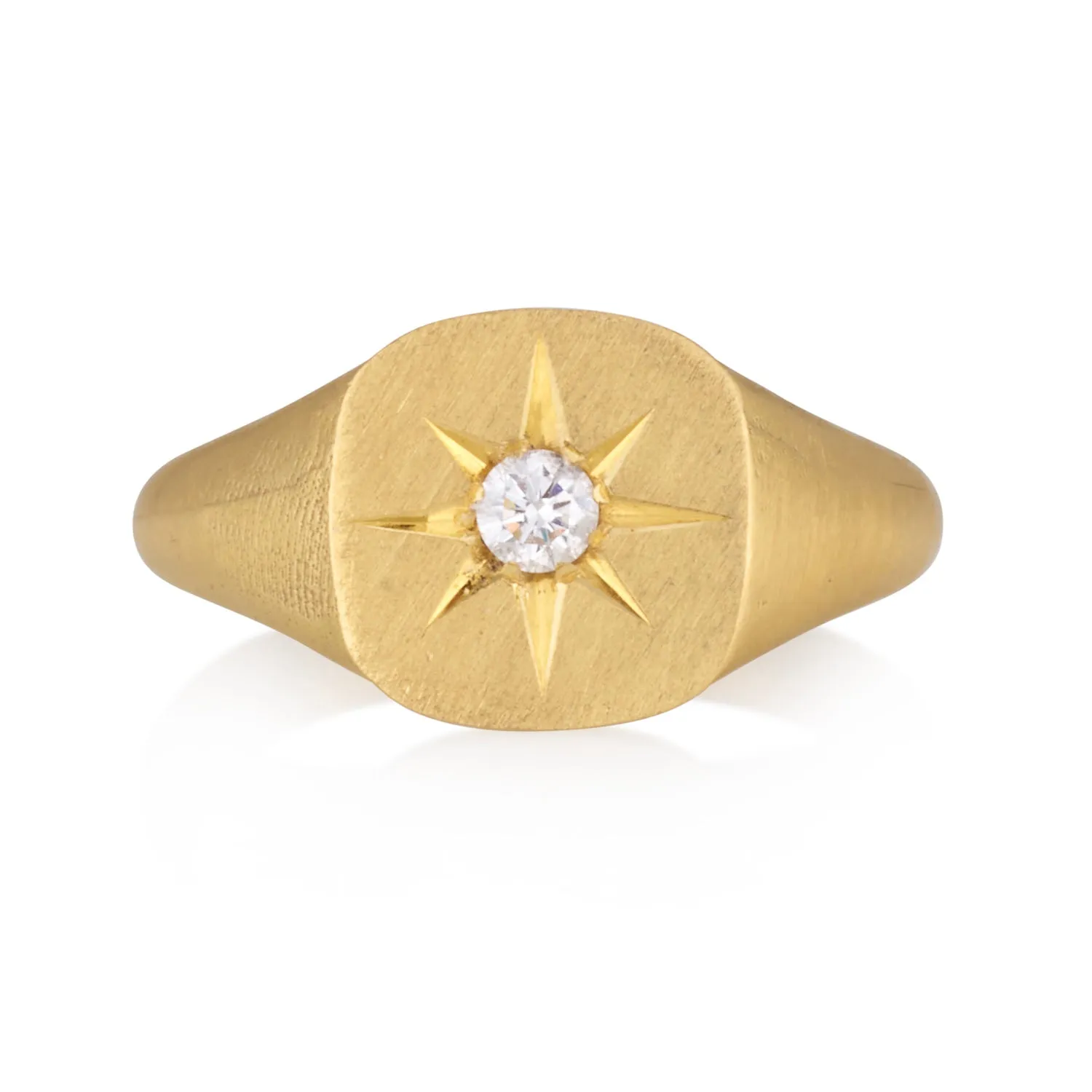 Signature cushion shaped star signet ring