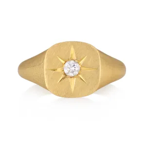 Signature cushion shaped star signet ring