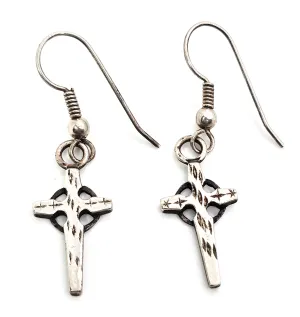 Silver cross with halo sterling silver vintage drop earrings