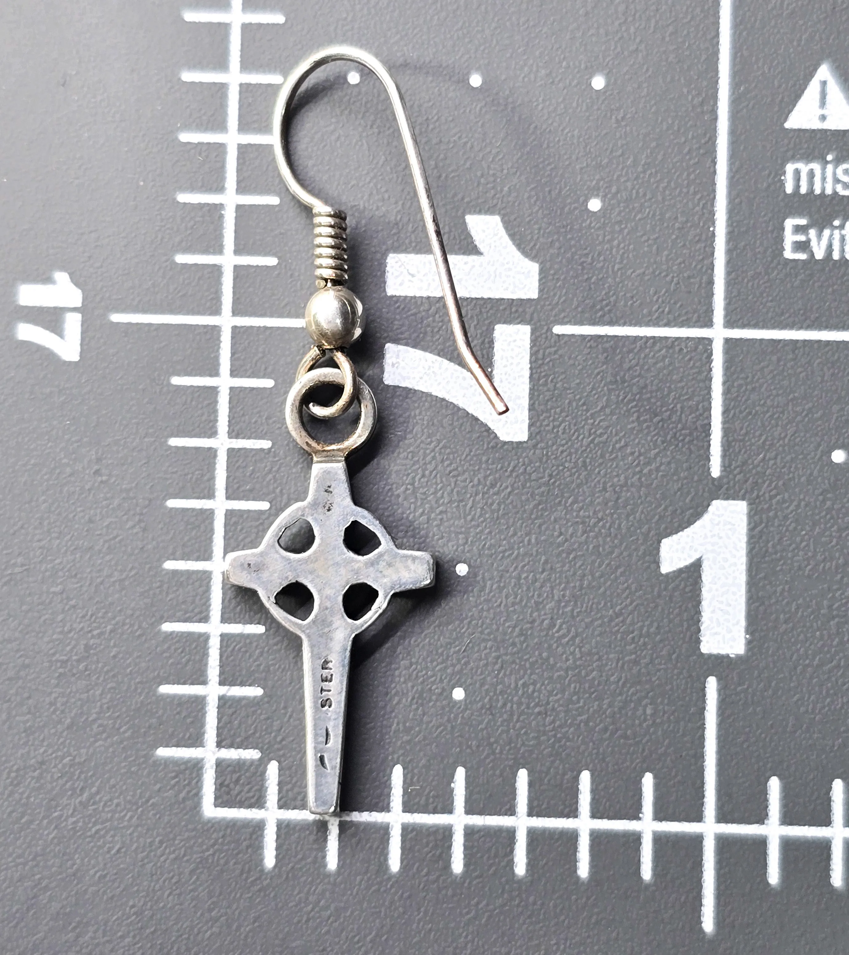 Silver cross with halo sterling silver vintage drop earrings