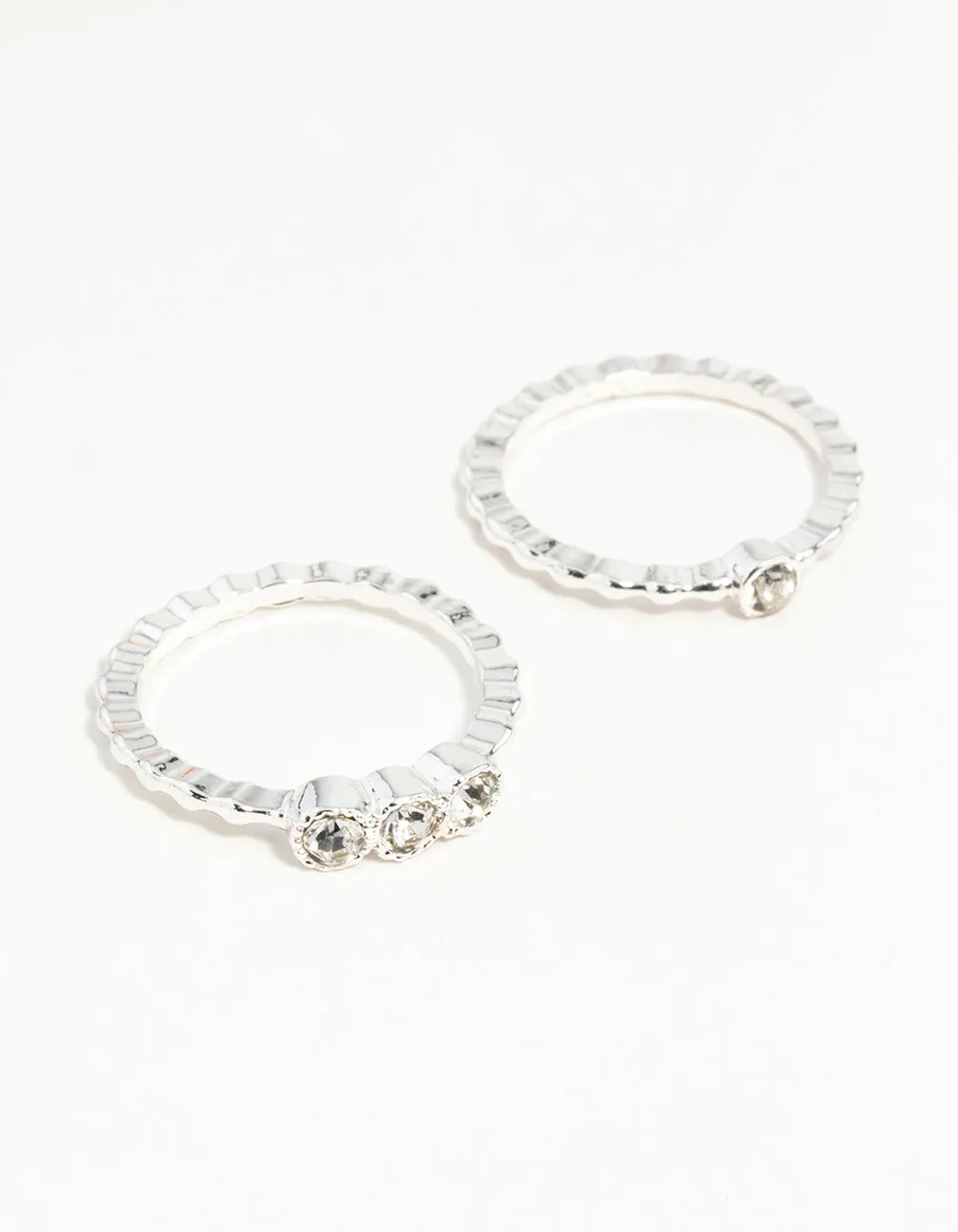 Silver Dotted Ring Stack