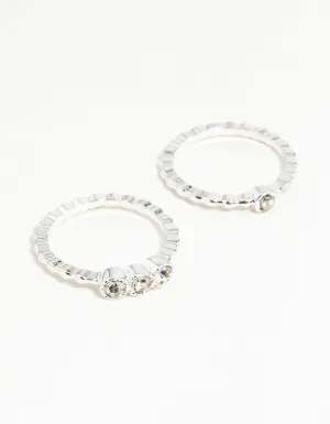 Silver Dotted Ring Stack