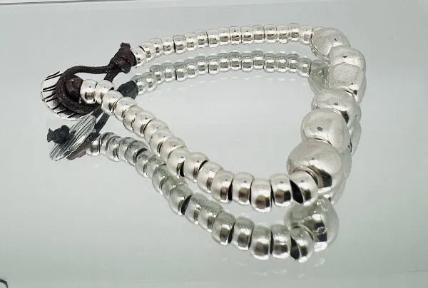 Silver Nugget & Bead Bracelet