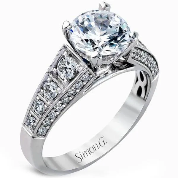 Simon G. Classic Side Stone Diamond Engagement Ring