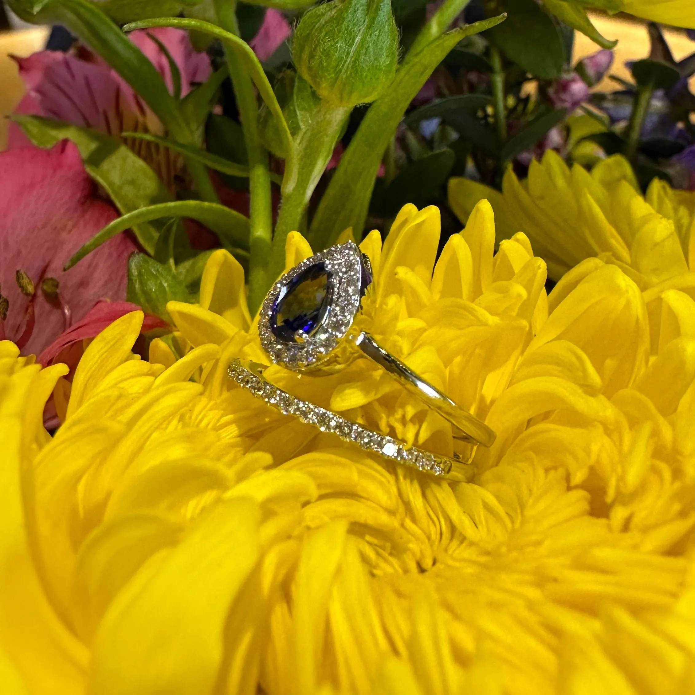 Simon G Sapphire Diamond 18K White Gold Ring LR2334