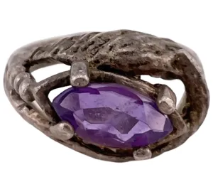 size 4.75 sterling silver faceted amethyst ring