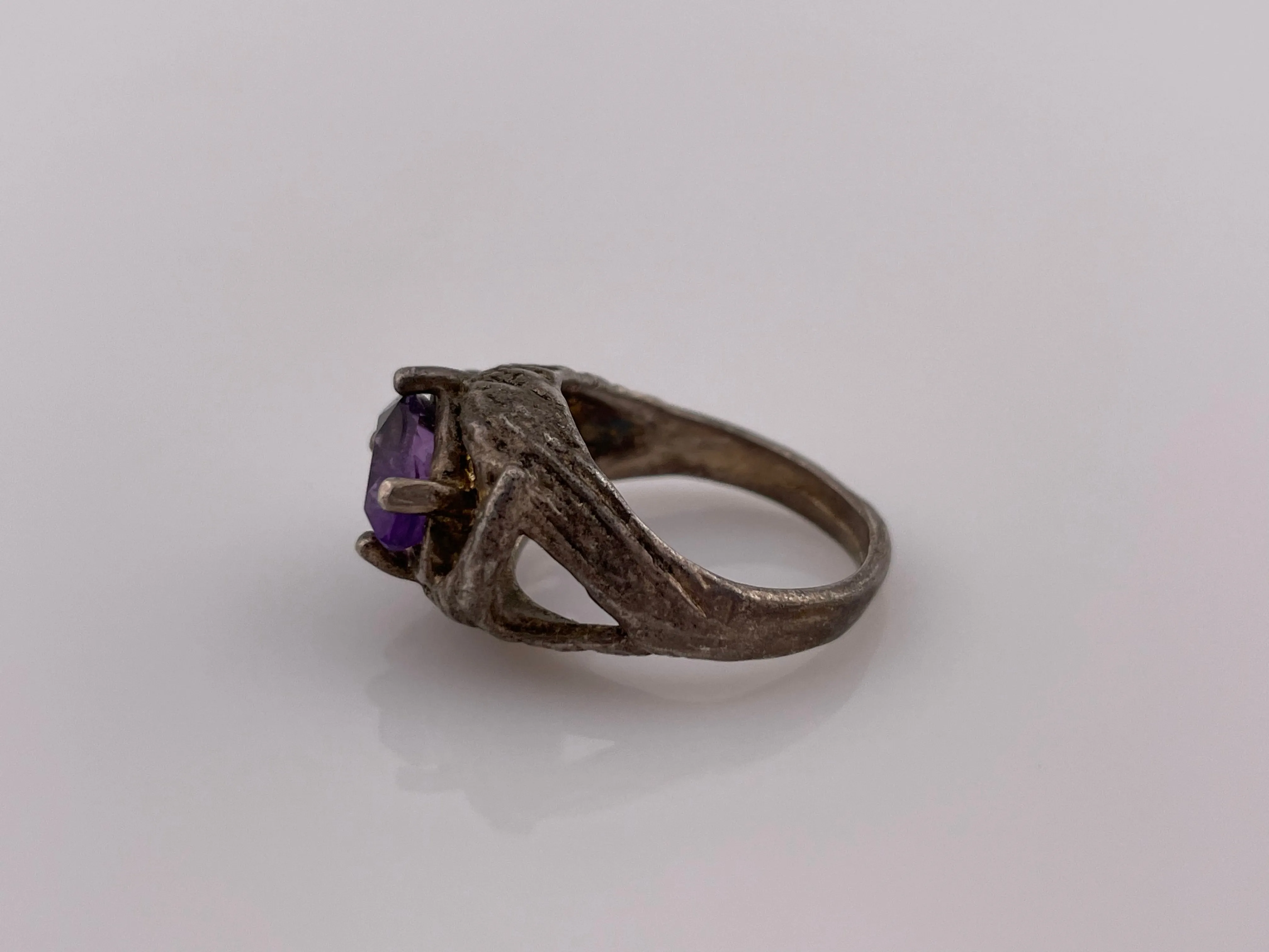 size 4.75 sterling silver faceted amethyst ring