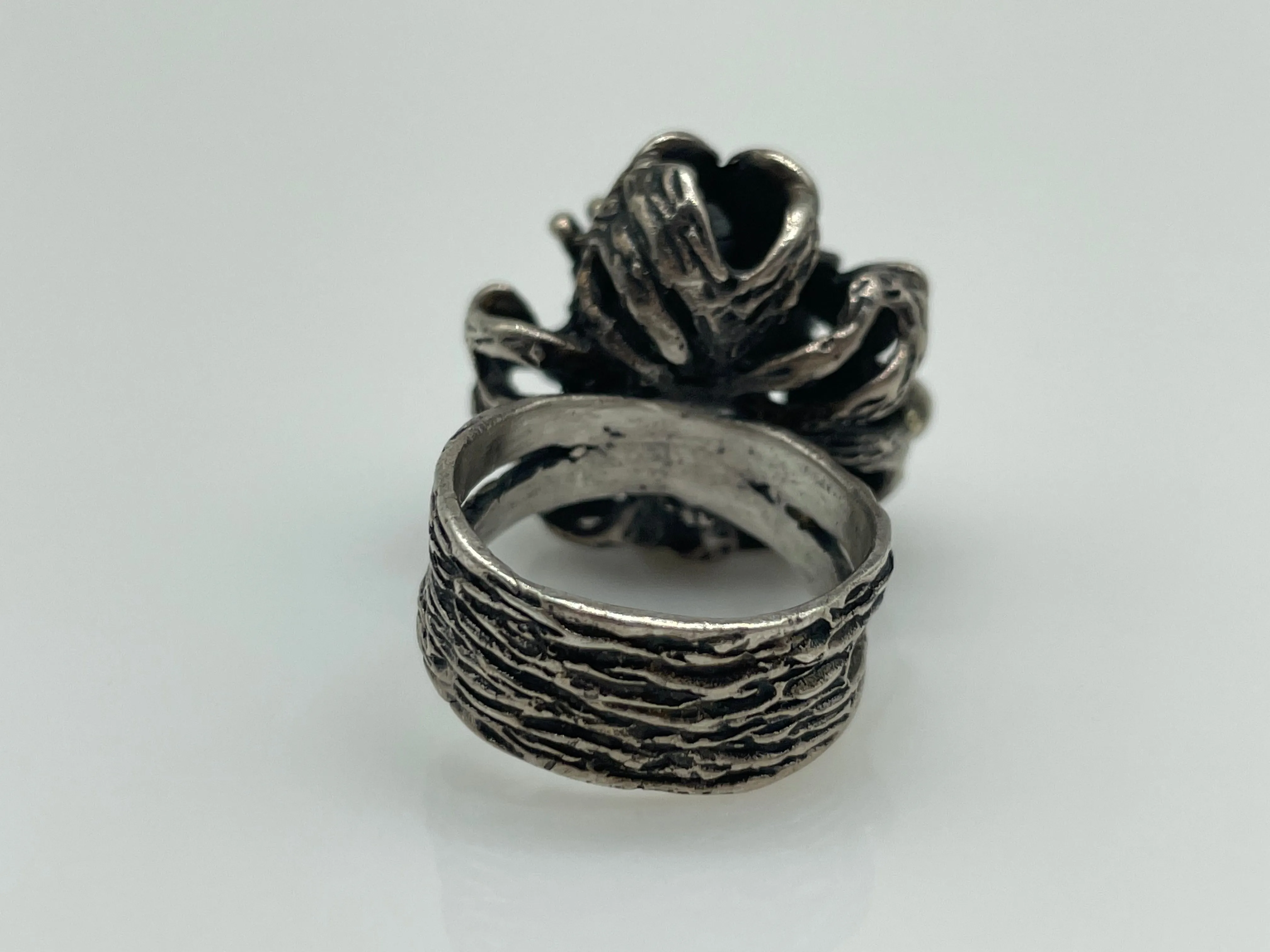 size 6.25 sterling silver heavy chunky synthetic turquoise ring
