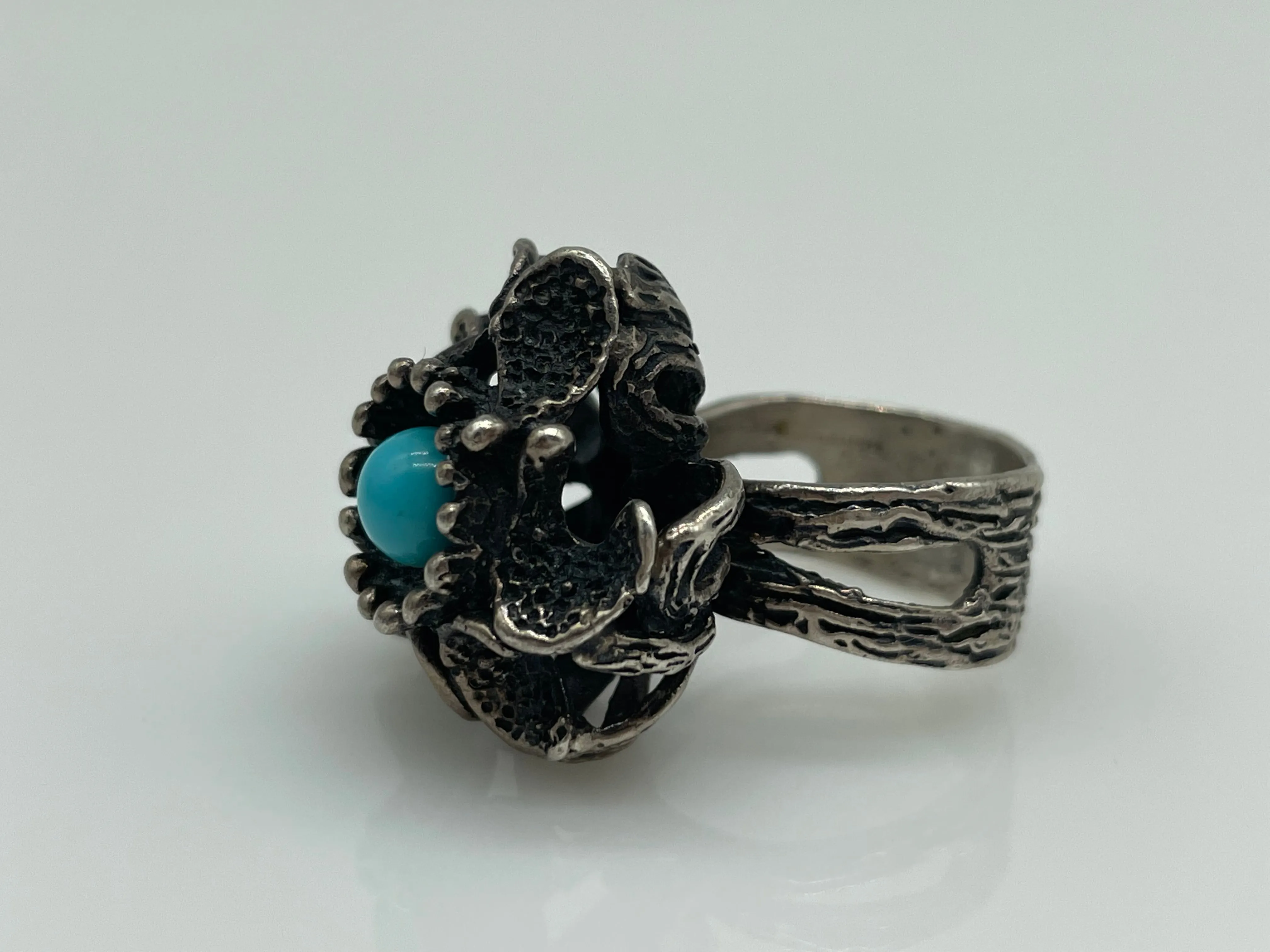 size 6.25 sterling silver heavy chunky synthetic turquoise ring
