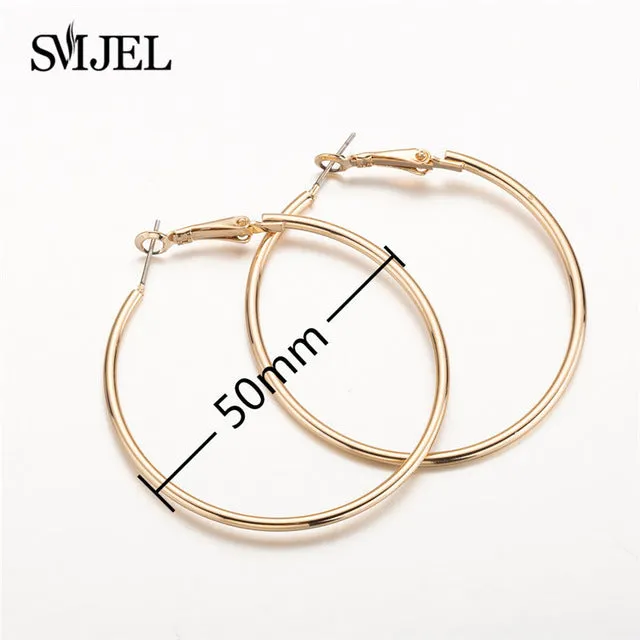 SMJEL Fashion Bohemian Vintage Earrings Jewelry Cute Black Geometric Round Stainless Steel Stud Earring Best Gift for Women Girl