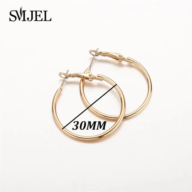 SMJEL Fashion Bohemian Vintage Earrings Jewelry Cute Black Geometric Round Stainless Steel Stud Earring Best Gift for Women Girl