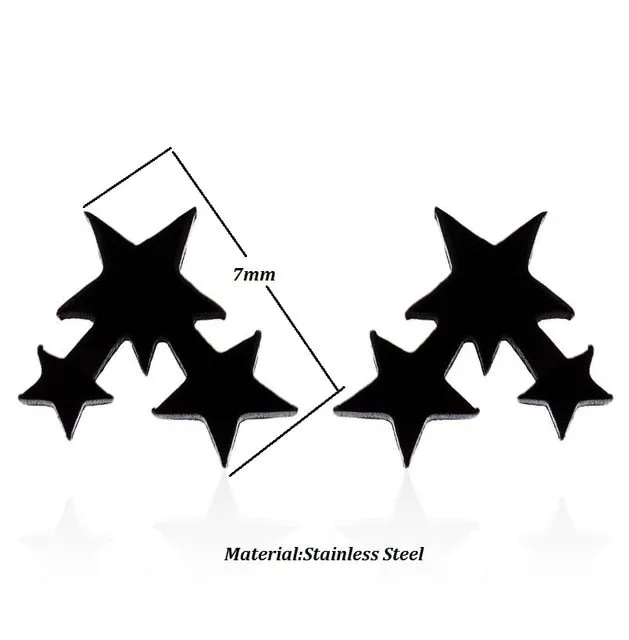 SMJEL Fashion Bohemian Vintage Earrings Jewelry Cute Black Geometric Round Stainless Steel Stud Earring Best Gift for Women Girl