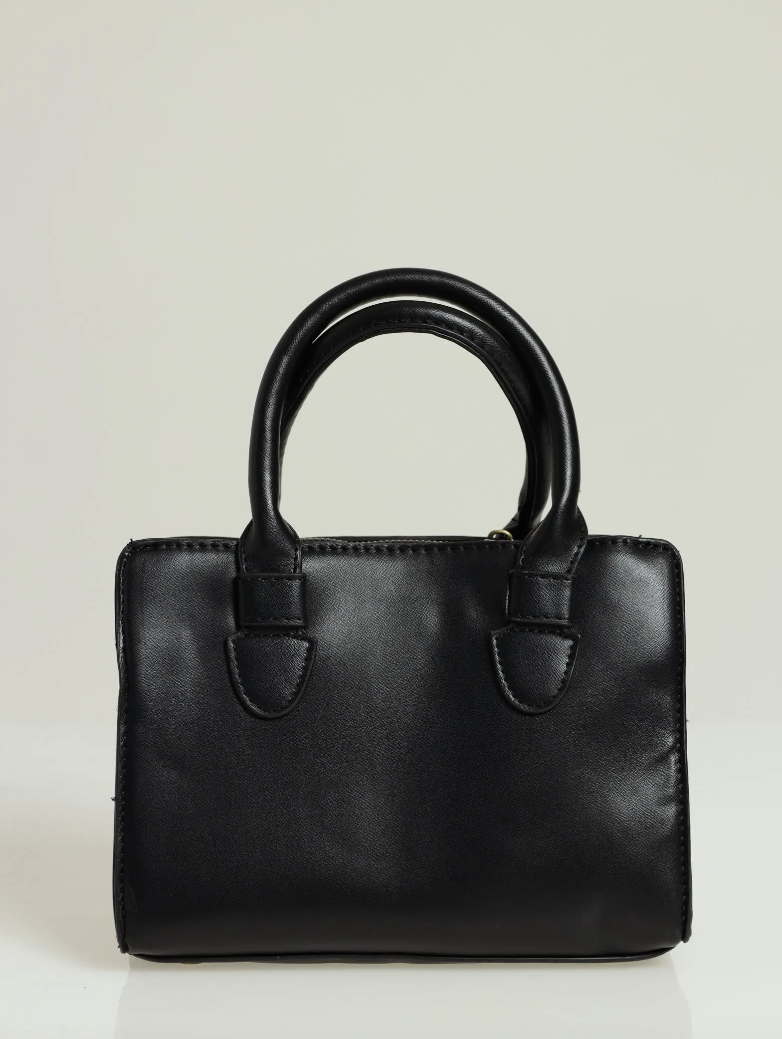 Smooth Top Handle Tote Bag - Black