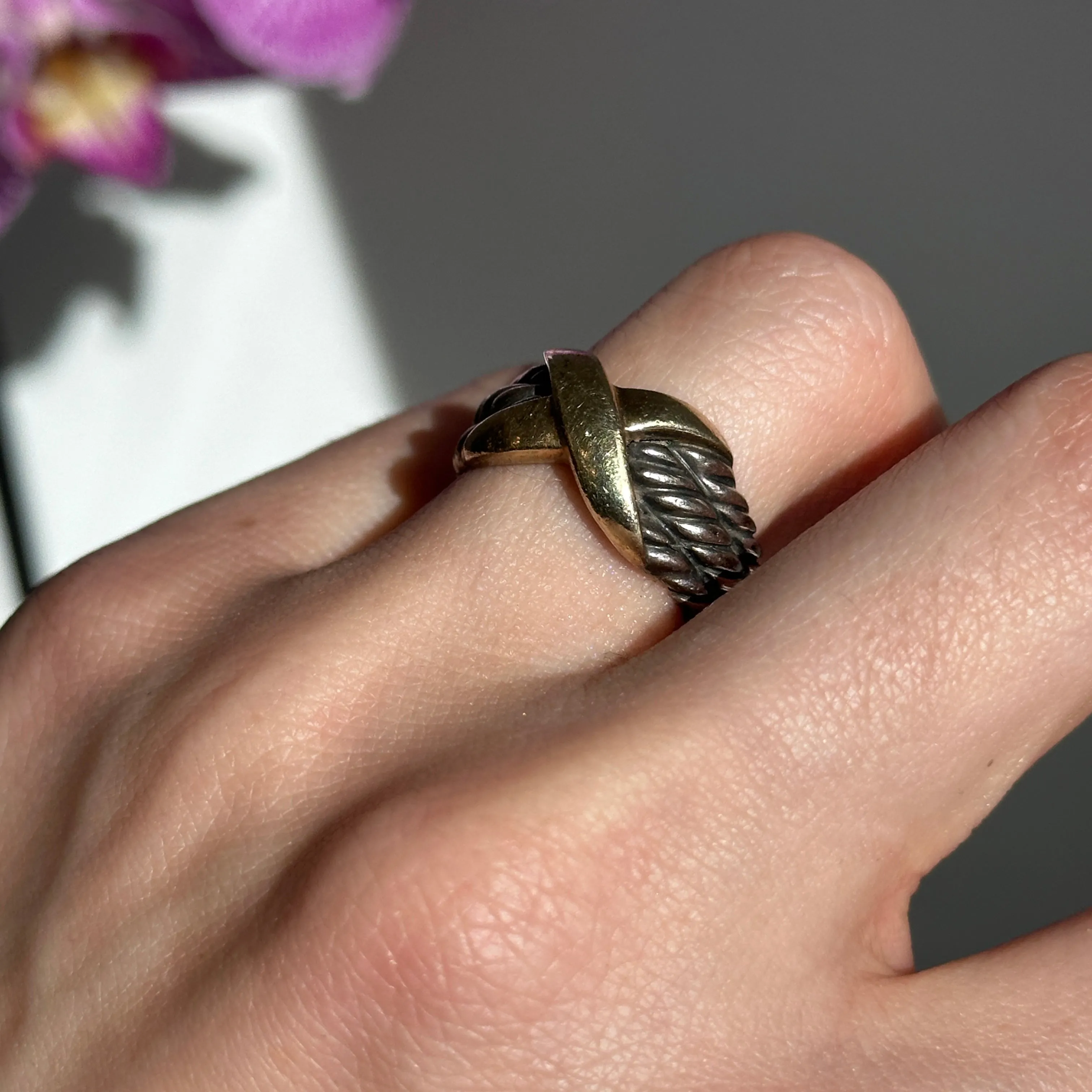 SOLD Estate David Yurman 14KT Yellow Gold   Sterling Silver X Ring