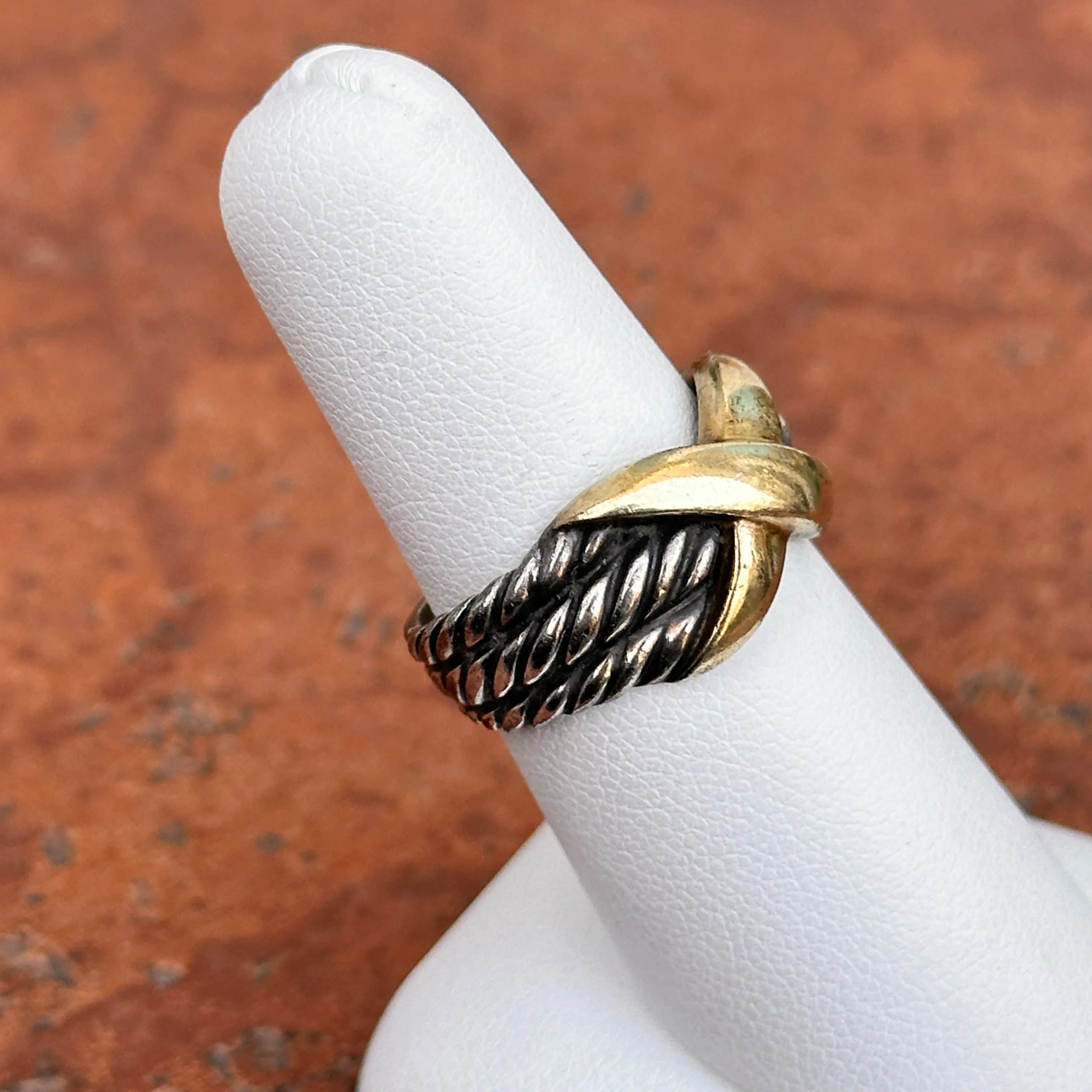 SOLD Estate David Yurman 14KT Yellow Gold   Sterling Silver X Ring