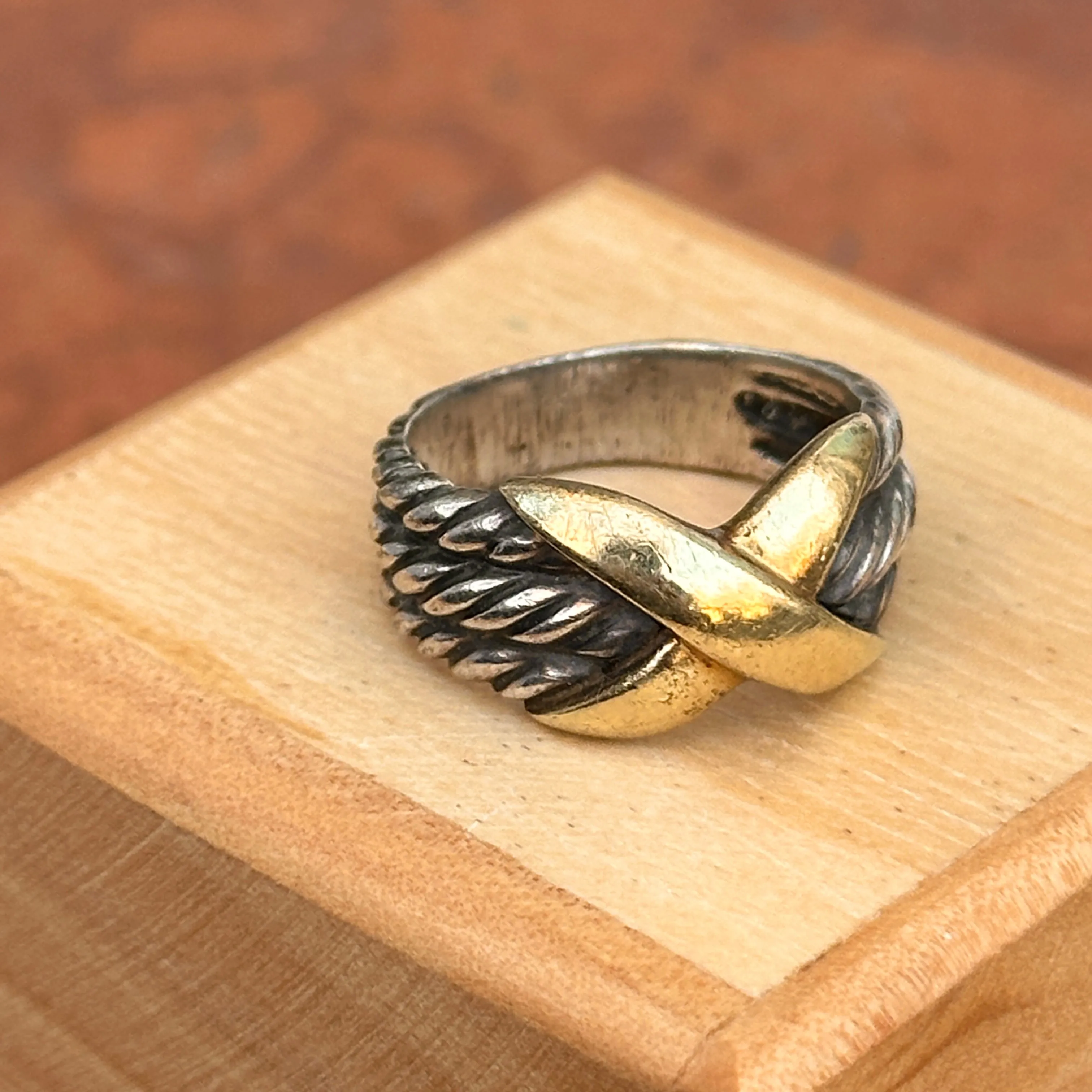 SOLD Estate David Yurman 14KT Yellow Gold   Sterling Silver X Ring
