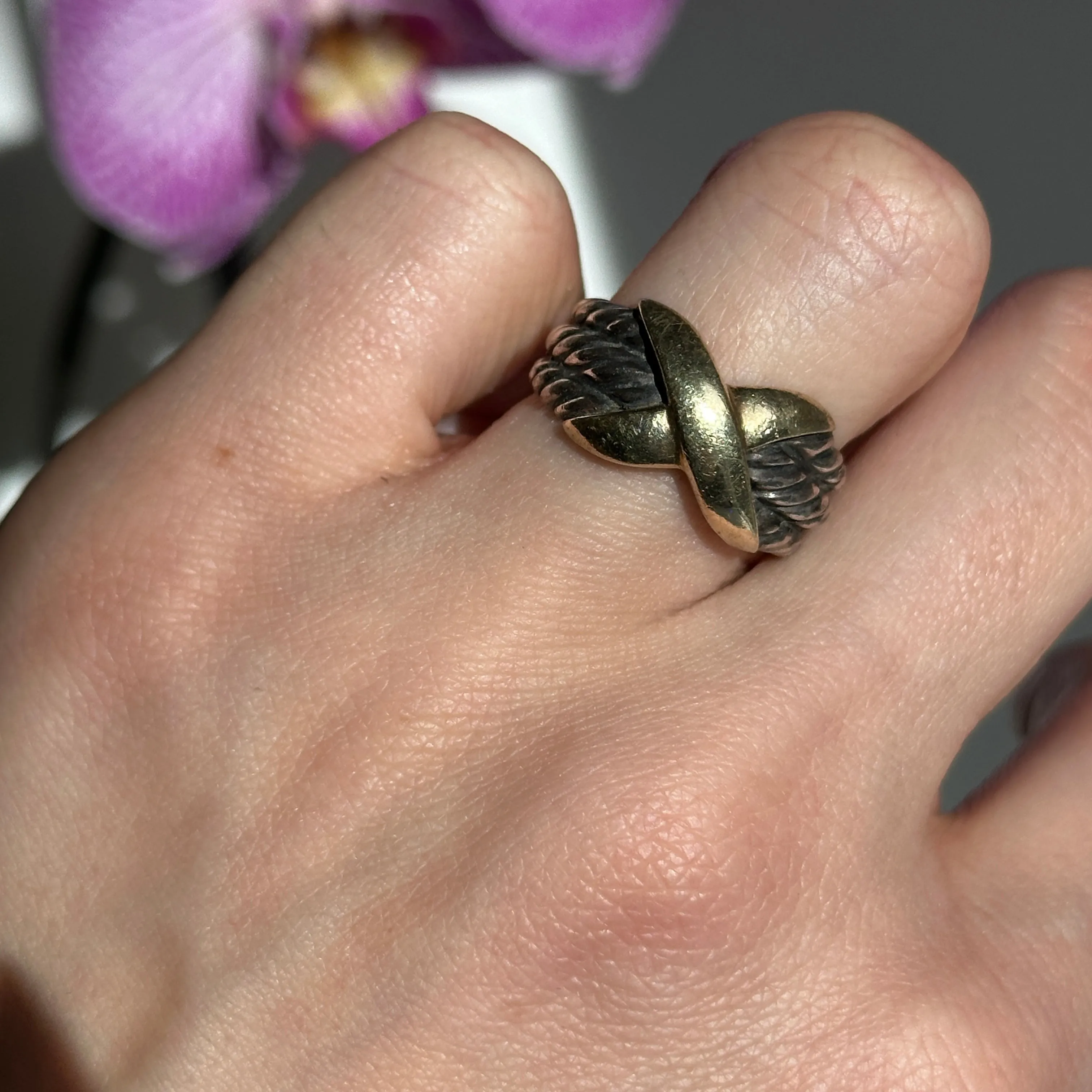 SOLD Estate David Yurman 14KT Yellow Gold   Sterling Silver X Ring