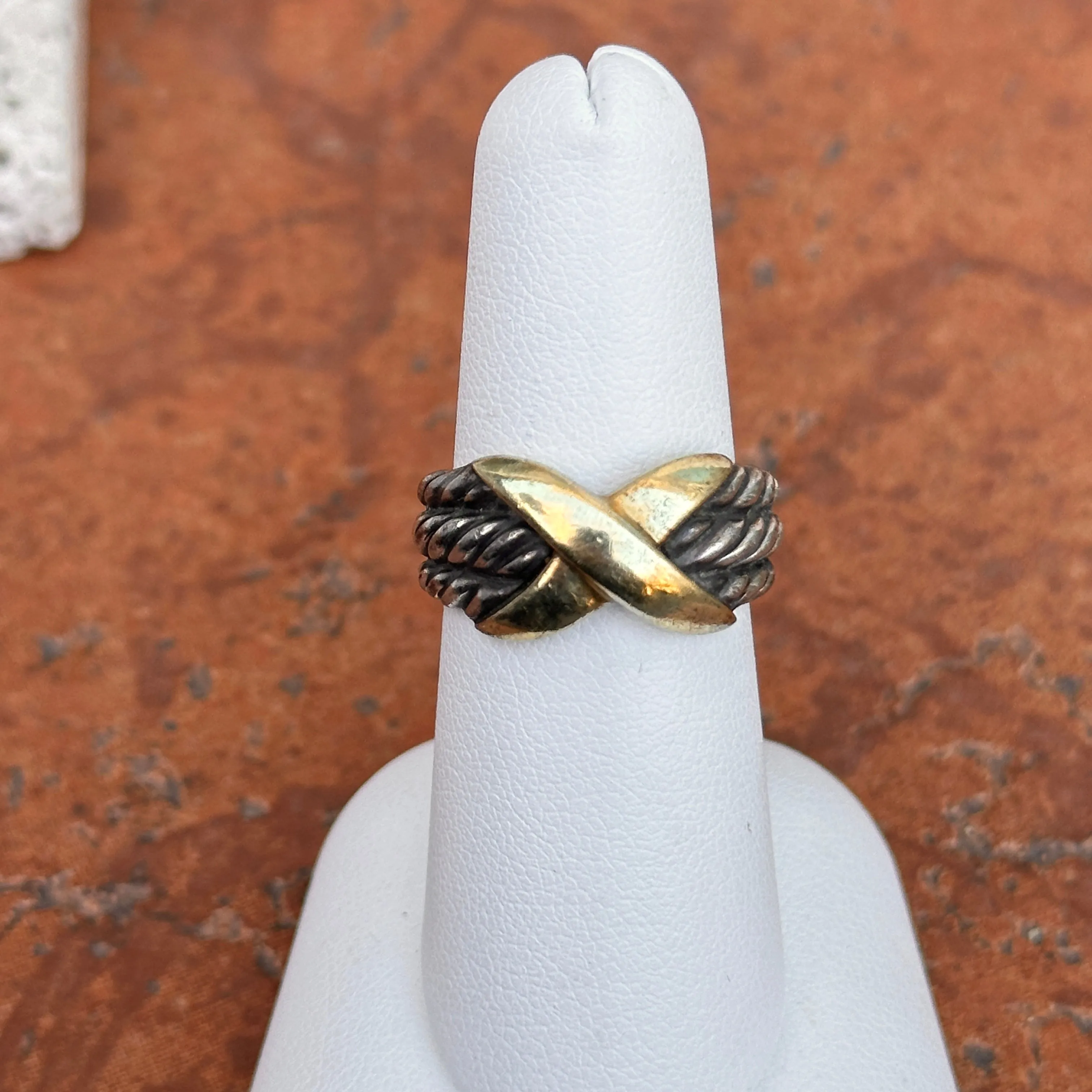 SOLD Estate David Yurman 14KT Yellow Gold   Sterling Silver X Ring