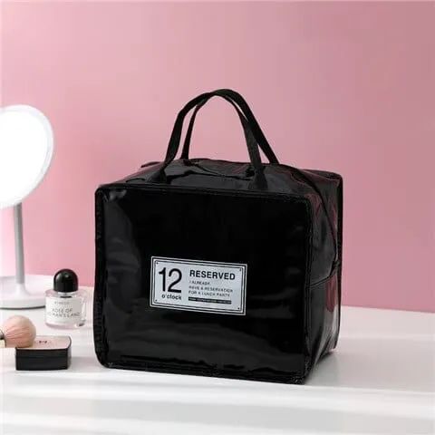 Solid Color Insulated Leather Lunch Bag