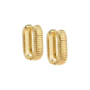 Solid Wide Ridged Oval Shape Huggie Earring