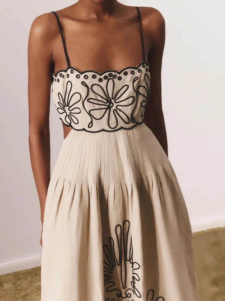 Spaghetti Strap Maxi Dress - Causal Backless