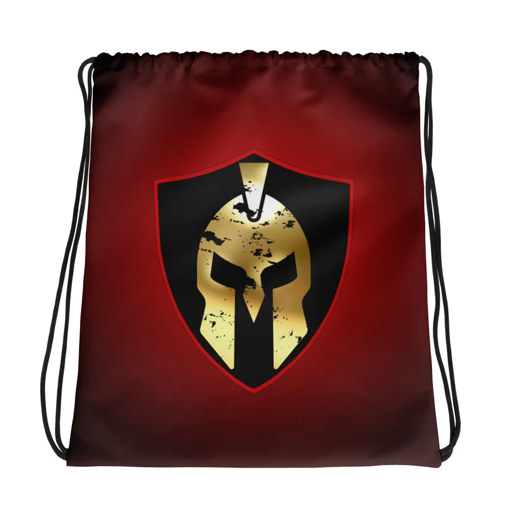 Spartan Black Red Gold Drawstring bag