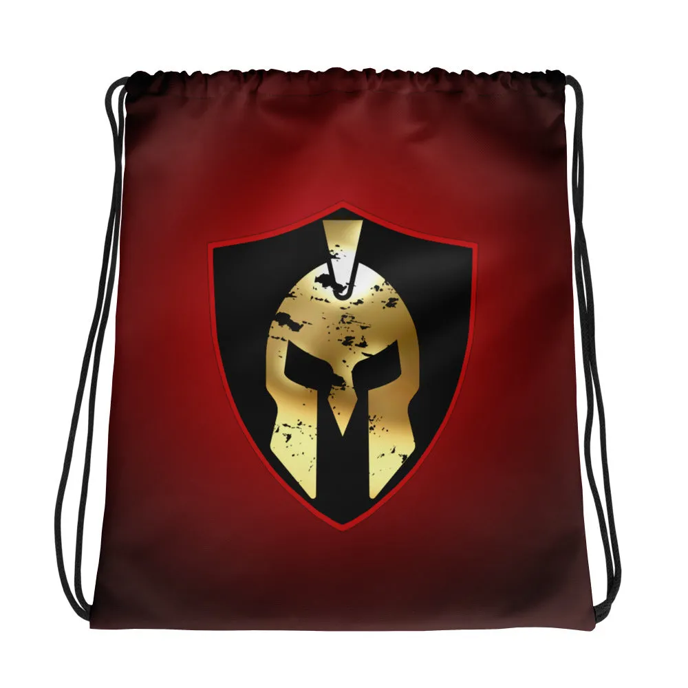 Spartan Black Red Gold Drawstring bag