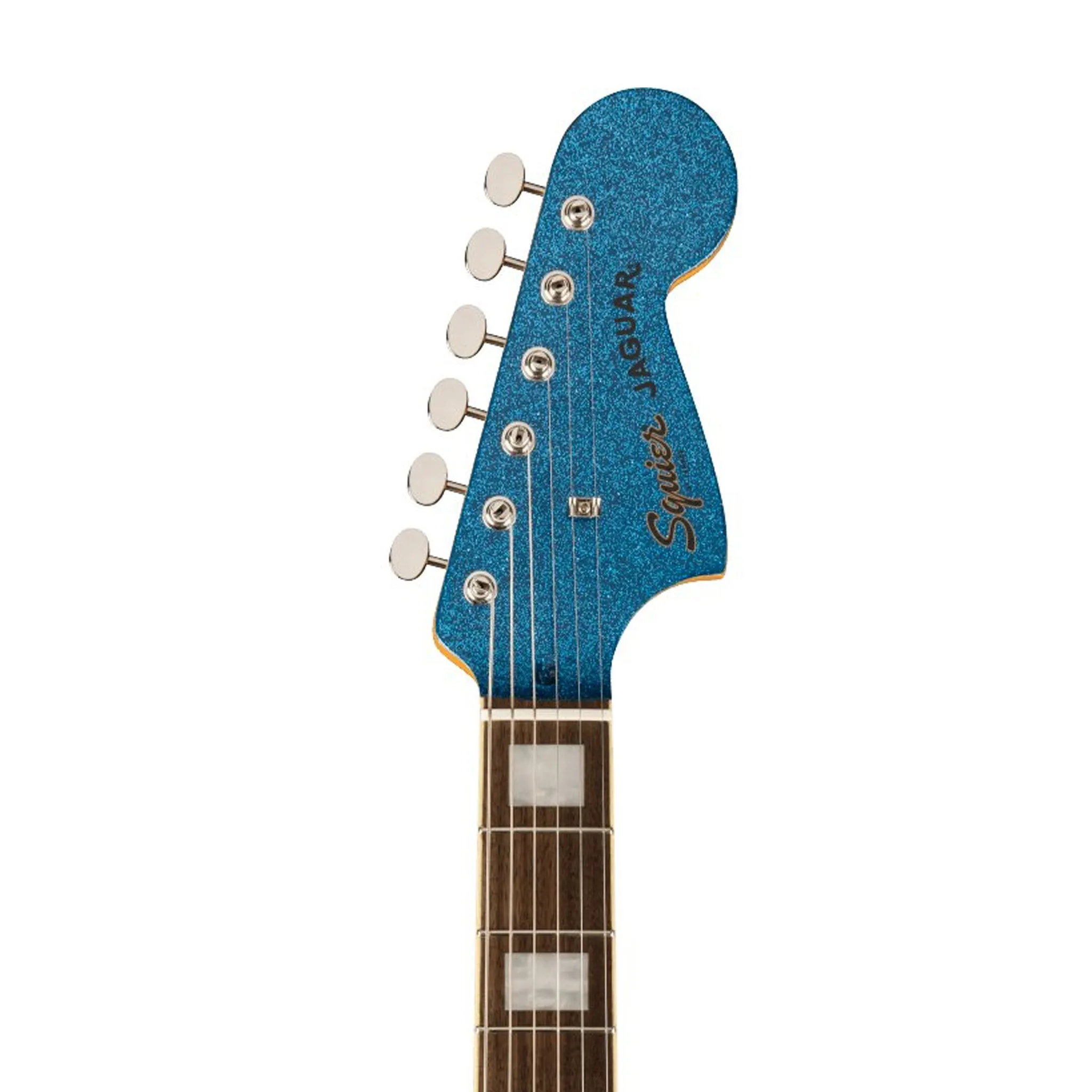 Squier FSR Classic Vibe 70s Jaguar Electric Guitar, Laurel FB, Blue Sparkle