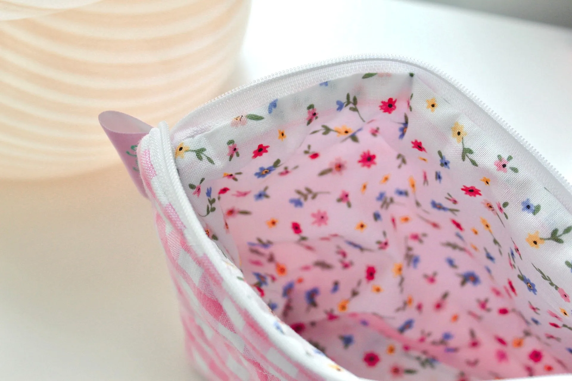 Standing Pouch - Pink Gingham