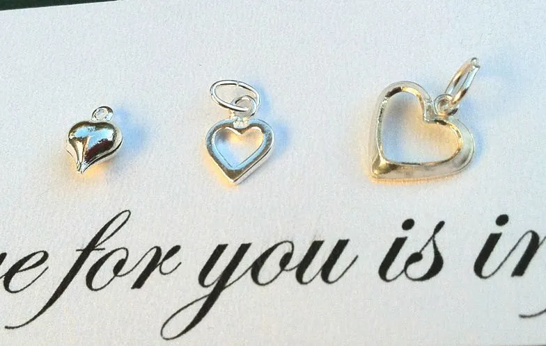 Sterling Silver Heart Charms, Heart Charms, Sterling Hearts, natashaaloha