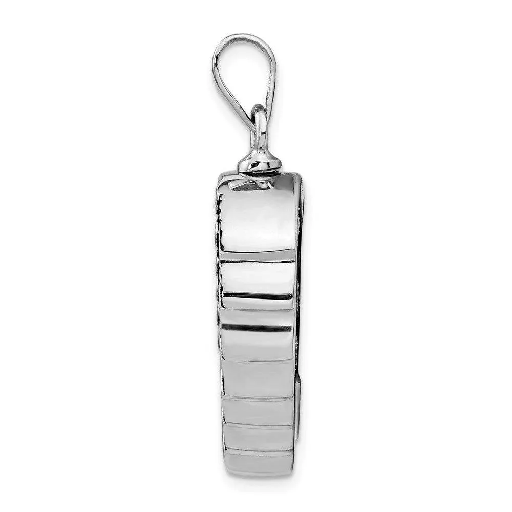 Sterling Silver Polished Enameled Angel Wing Ash Holder Pendant - Memorial Keepsake Jewelry