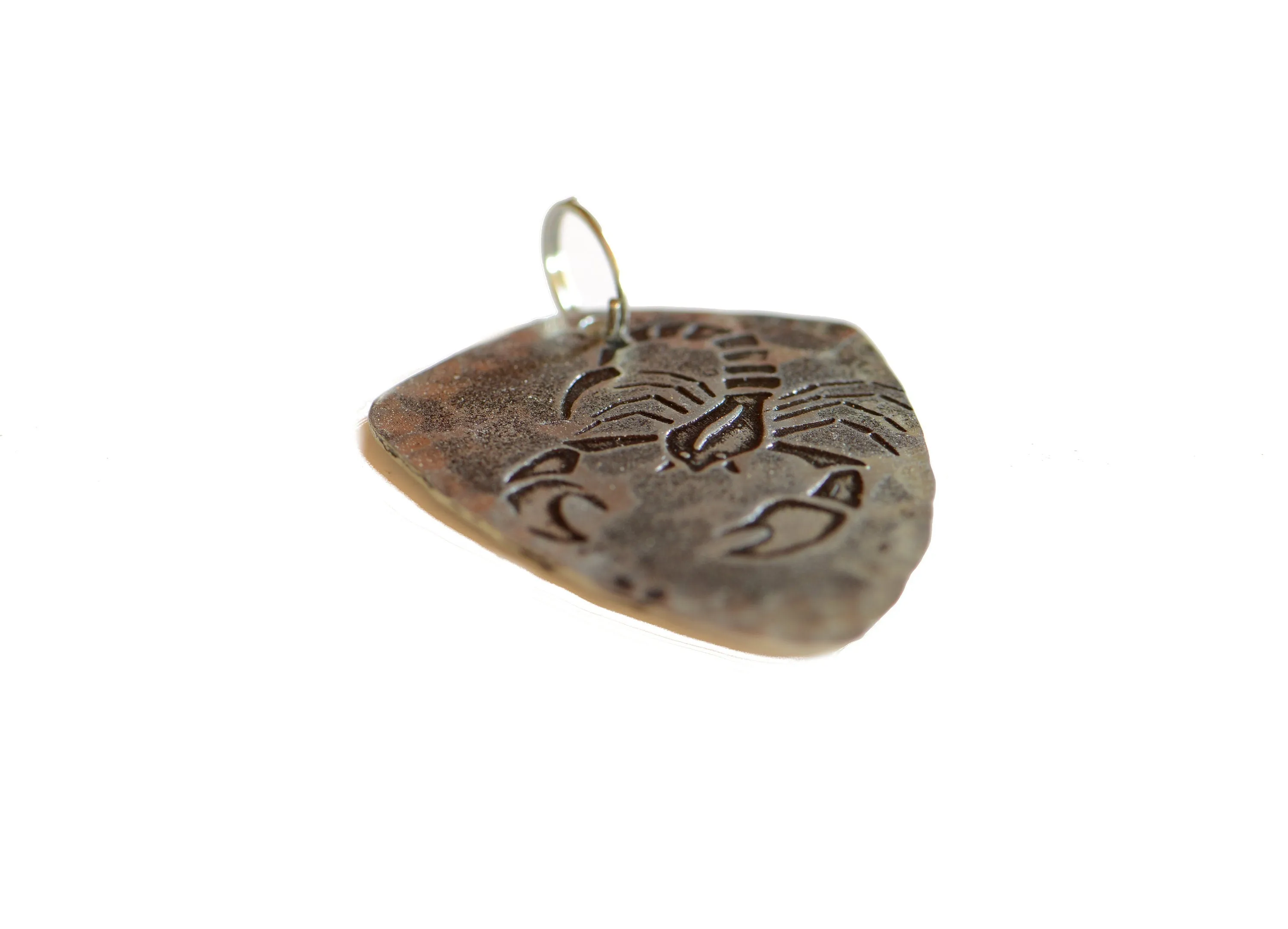 Sterling Silver Scorpio Zodiac Necklace based on Shield Style Guitar Pick