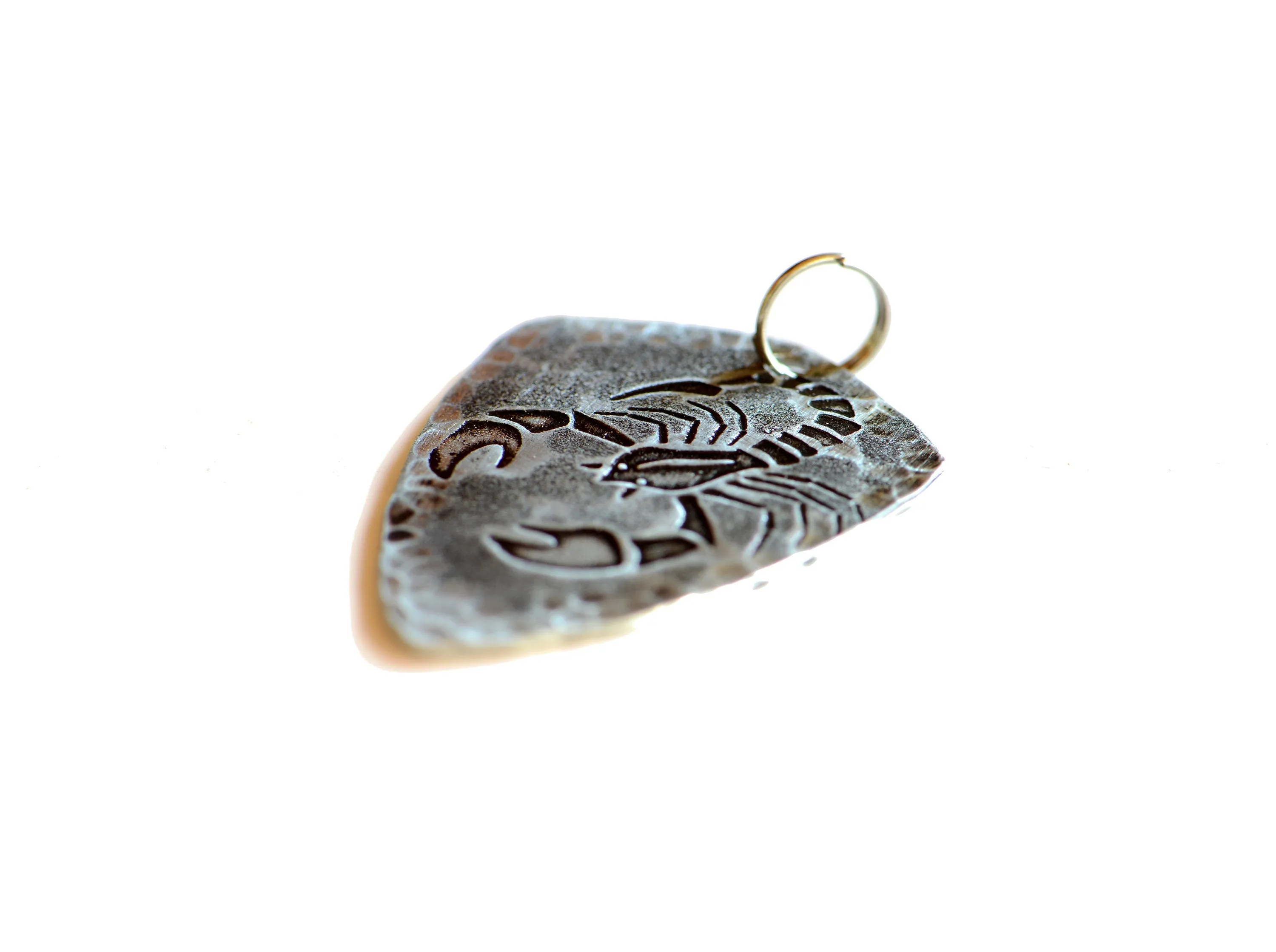Sterling Silver Scorpio Zodiac Necklace based on Shield Style Guitar Pick