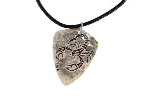 Sterling Silver Scorpio Zodiac Necklace based on Shield Style Guitar Pick