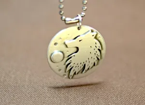 Sterling Silver Wolf Medallion Necklace