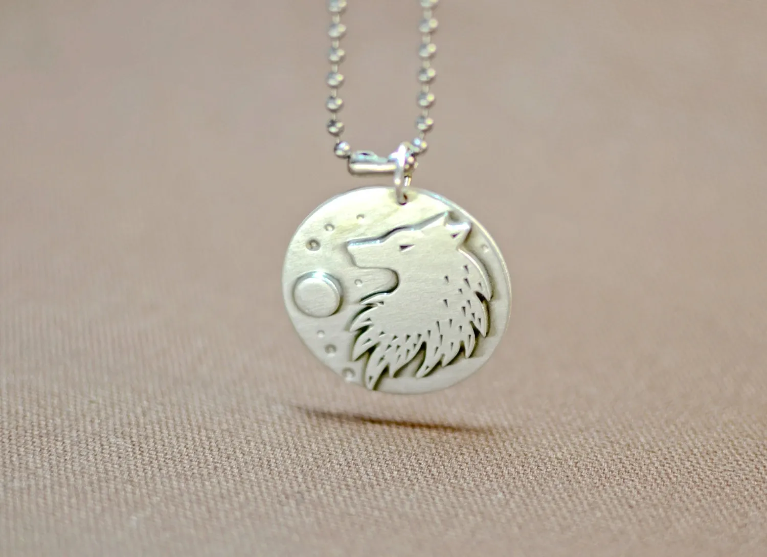 Sterling Silver Wolf Medallion Necklace