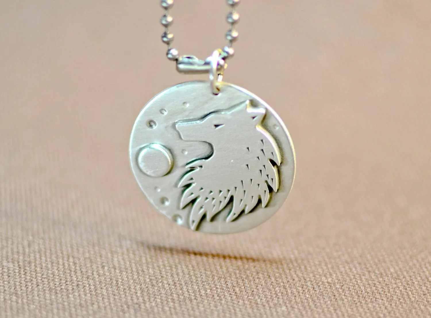 Sterling Silver Wolf Medallion Necklace