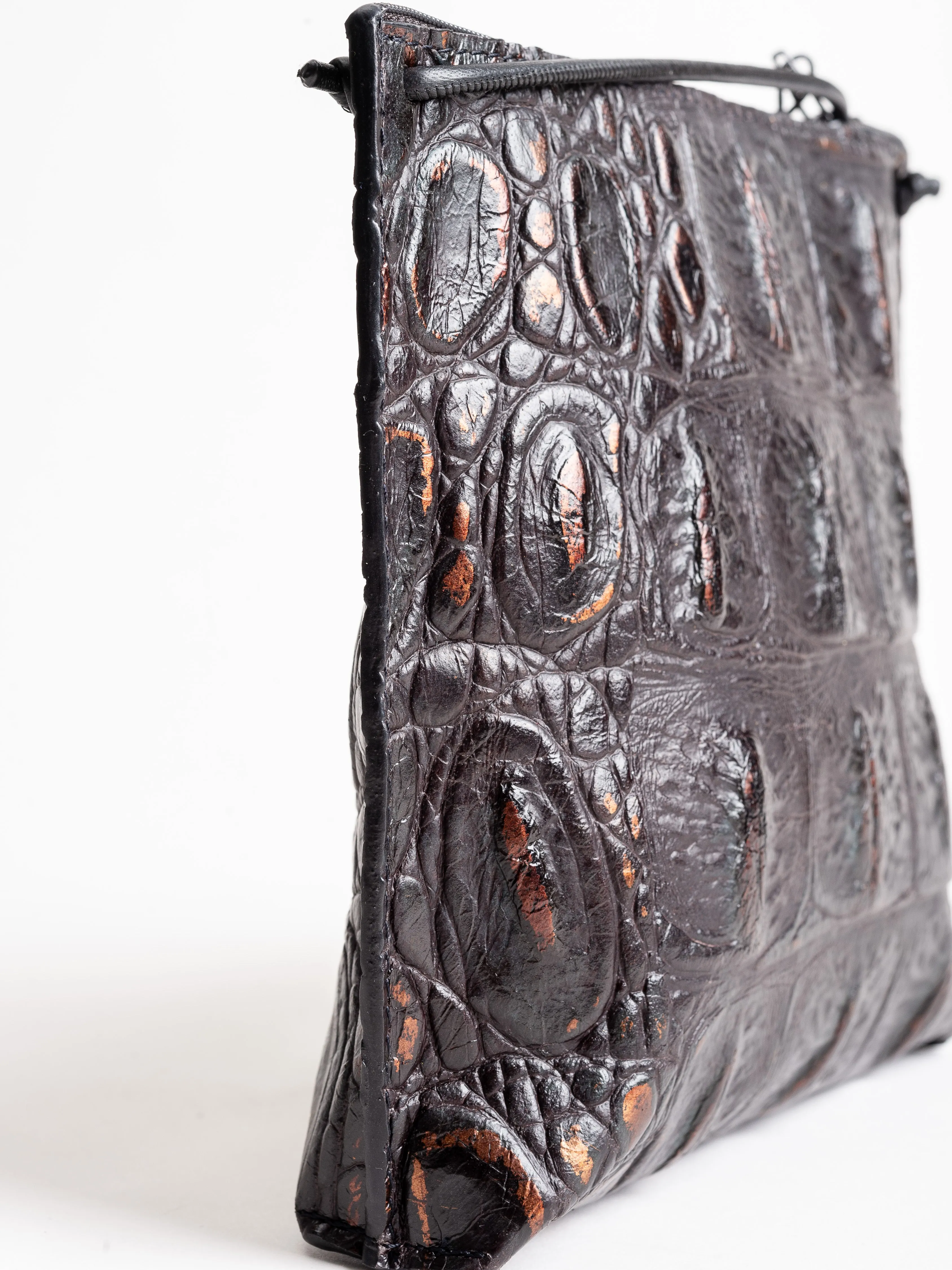 strappy pouch - neptune embossed monster croc