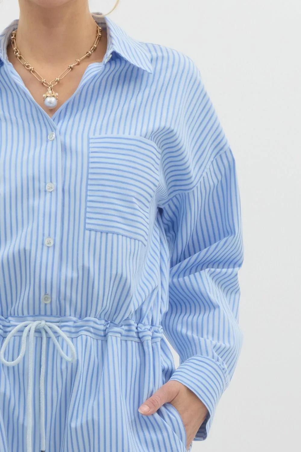 Stripe Drawstring Romper