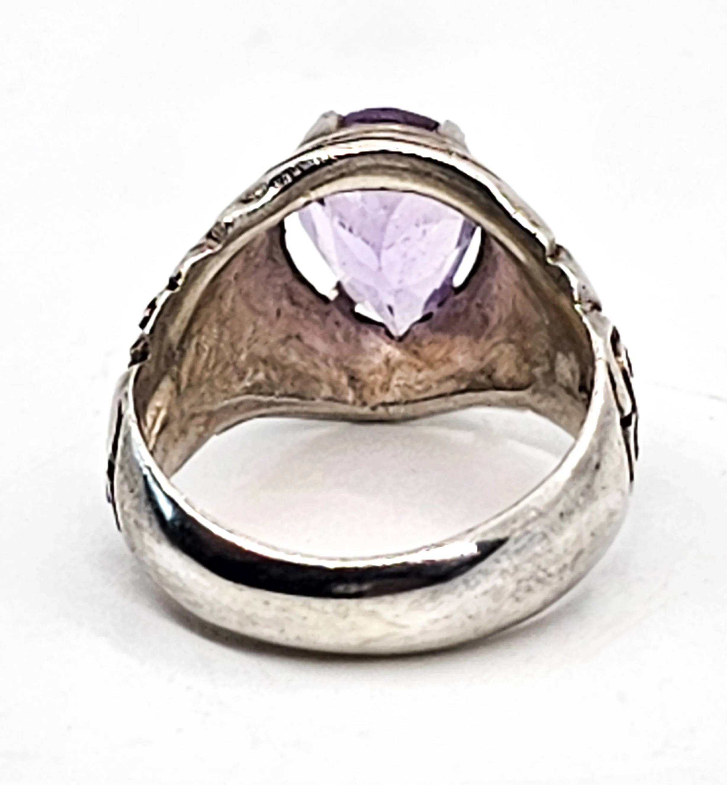 Suarti BA Bali Balinese Amethyst pear cut tribal sterling silver ring size 7