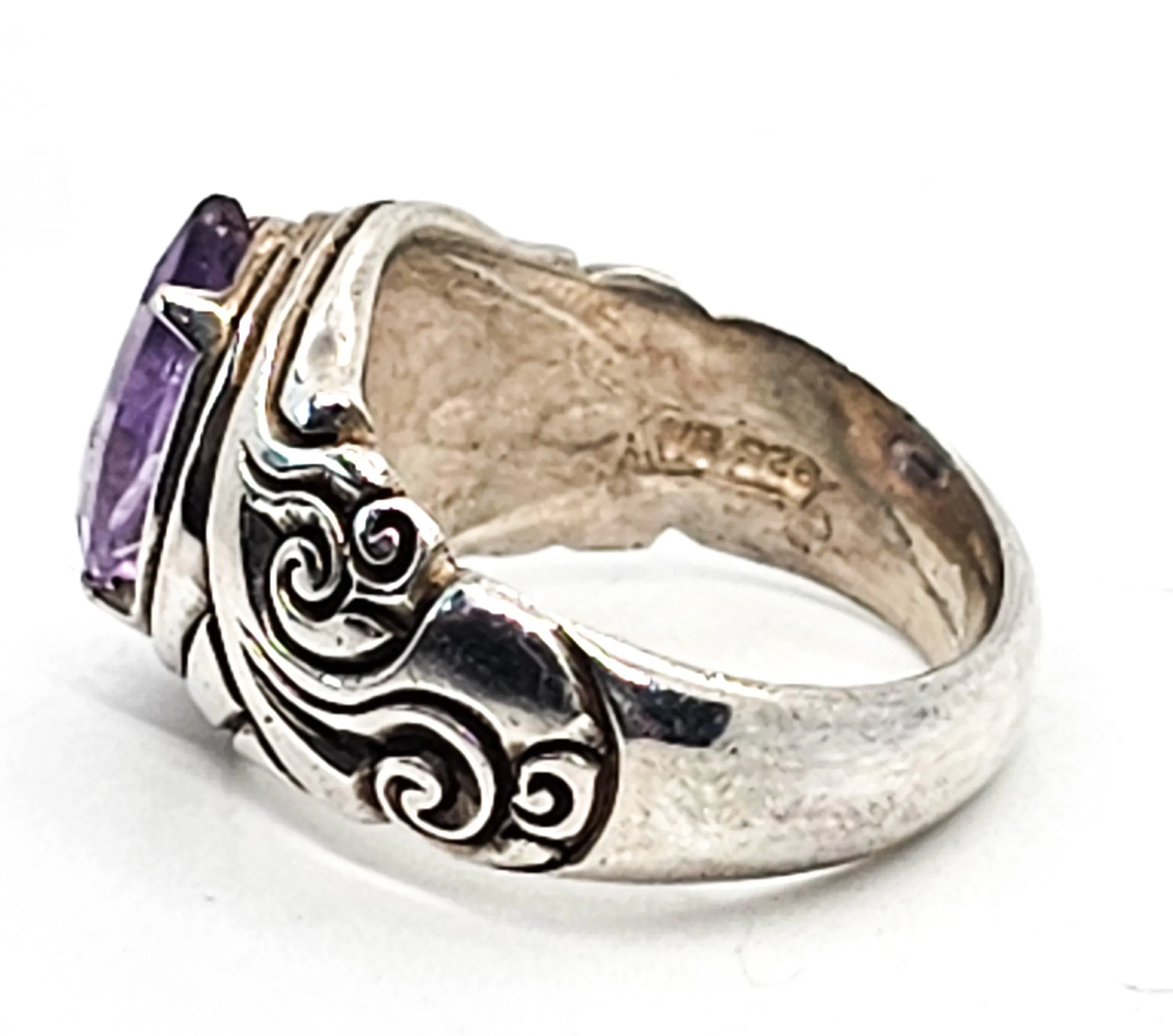 Suarti BA Bali Balinese Amethyst pear cut tribal sterling silver ring size 7